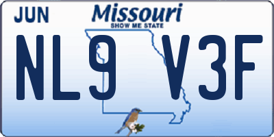 MO license plate NL9V3F