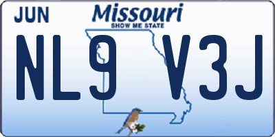 MO license plate NL9V3J