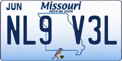 MO license plate NL9V3L