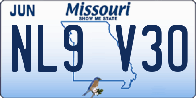 MO license plate NL9V3O