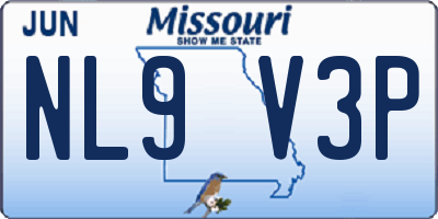 MO license plate NL9V3P