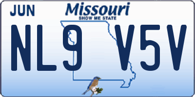 MO license plate NL9V5V