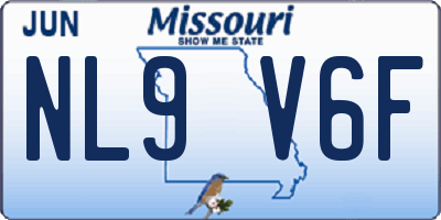 MO license plate NL9V6F