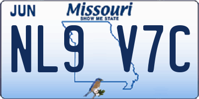 MO license plate NL9V7C