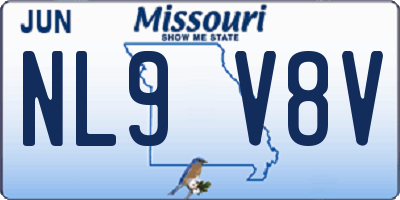 MO license plate NL9V8V