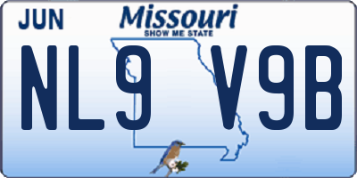 MO license plate NL9V9B