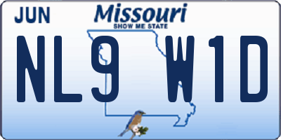 MO license plate NL9W1D