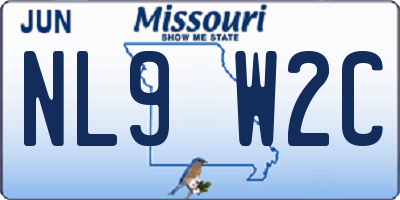 MO license plate NL9W2C