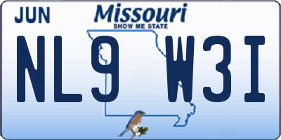 MO license plate NL9W3I