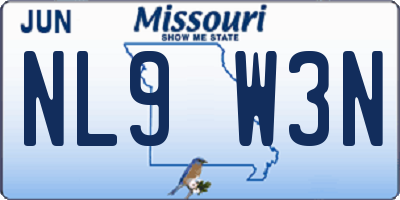 MO license plate NL9W3N