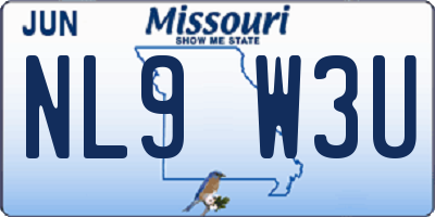 MO license plate NL9W3U