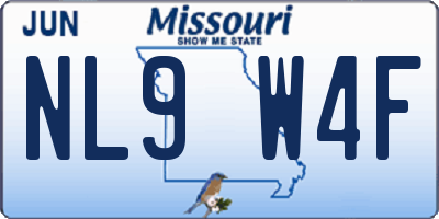 MO license plate NL9W4F