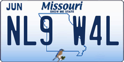 MO license plate NL9W4L