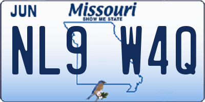 MO license plate NL9W4Q