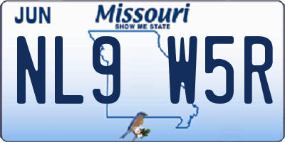 MO license plate NL9W5R