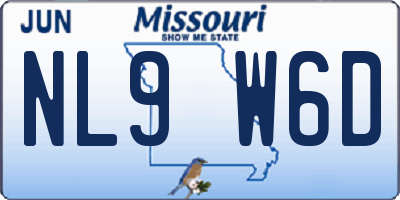 MO license plate NL9W6D