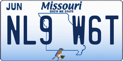 MO license plate NL9W6T