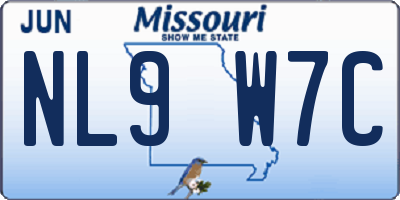 MO license plate NL9W7C
