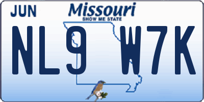 MO license plate NL9W7K