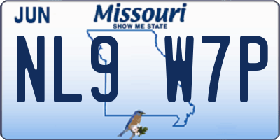 MO license plate NL9W7P