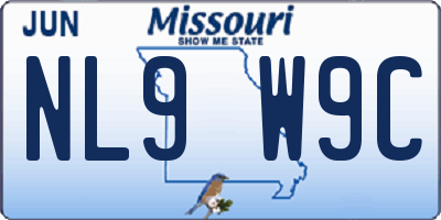 MO license plate NL9W9C