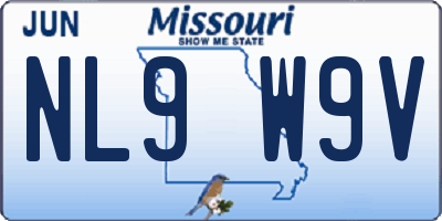 MO license plate NL9W9V