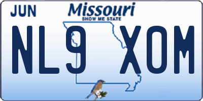 MO license plate NL9X0M