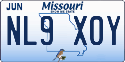 MO license plate NL9X0Y