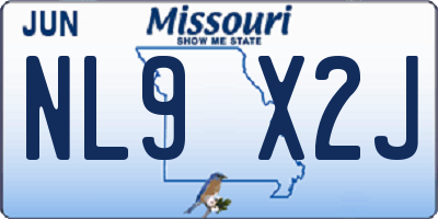 MO license plate NL9X2J