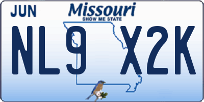 MO license plate NL9X2K
