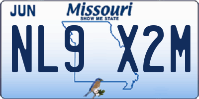 MO license plate NL9X2M