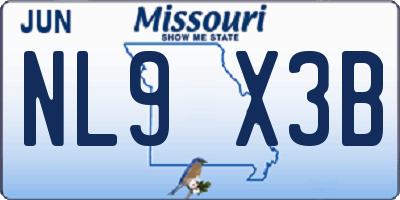 MO license plate NL9X3B