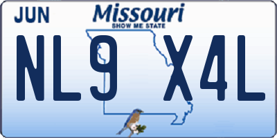 MO license plate NL9X4L