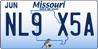 MO license plate NL9X5A