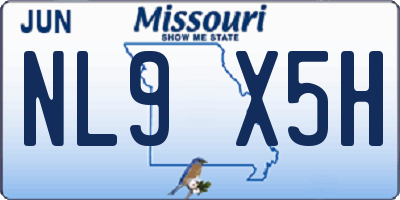 MO license plate NL9X5H