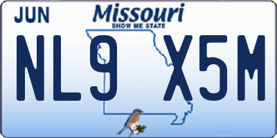 MO license plate NL9X5M