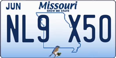 MO license plate NL9X5O