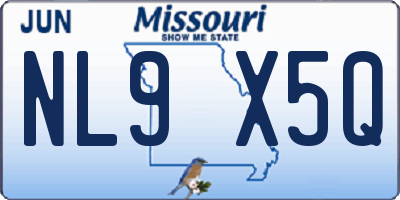 MO license plate NL9X5Q