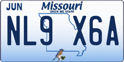 MO license plate NL9X6A