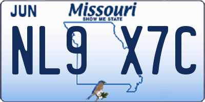 MO license plate NL9X7C