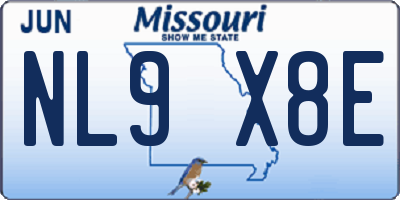 MO license plate NL9X8E