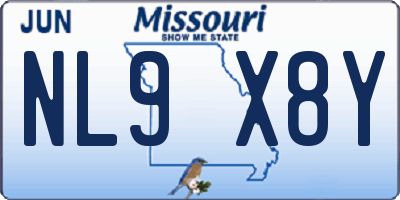 MO license plate NL9X8Y