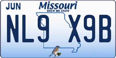 MO license plate NL9X9B