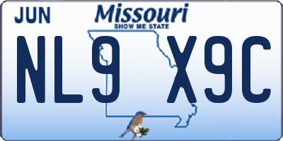 MO license plate NL9X9C