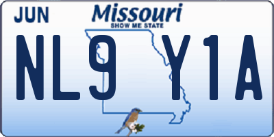 MO license plate NL9Y1A