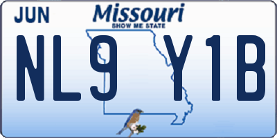 MO license plate NL9Y1B