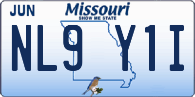 MO license plate NL9Y1I