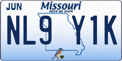 MO license plate NL9Y1K