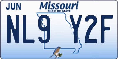 MO license plate NL9Y2F