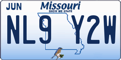 MO license plate NL9Y2W